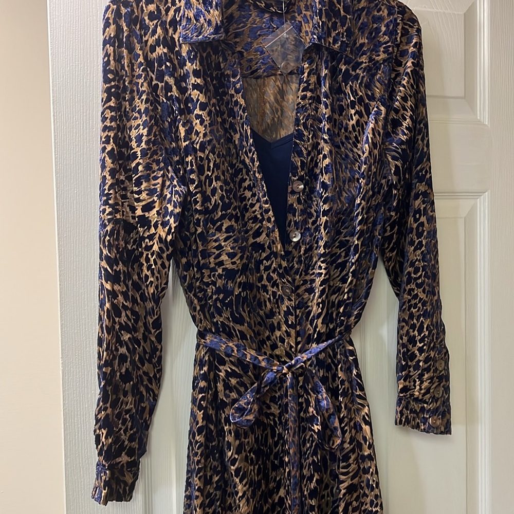 Soft Surroundings Navy Sequin Wrap Gown - Picture 2 of 7